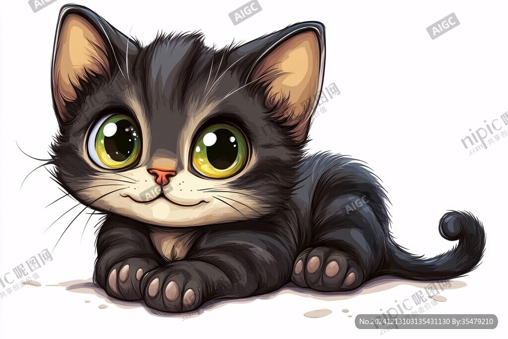 卡通手绘q版小猫