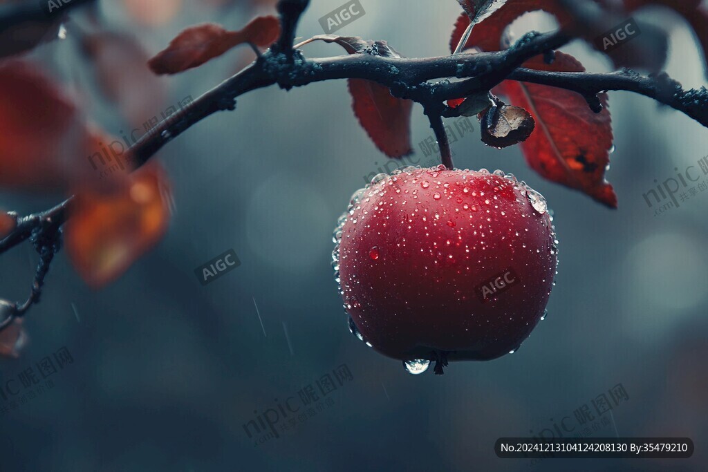 雨中红果