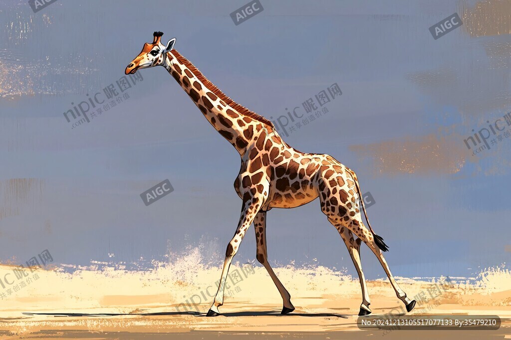 现代画长颈鹿