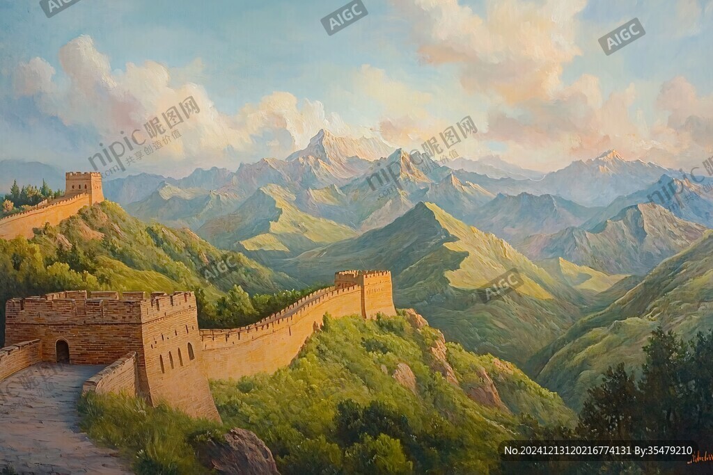油画长城