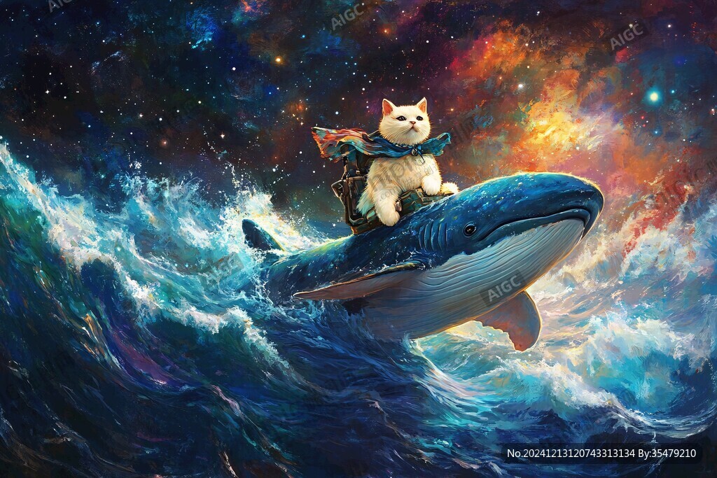 银河星系手绘鲸鱼儿