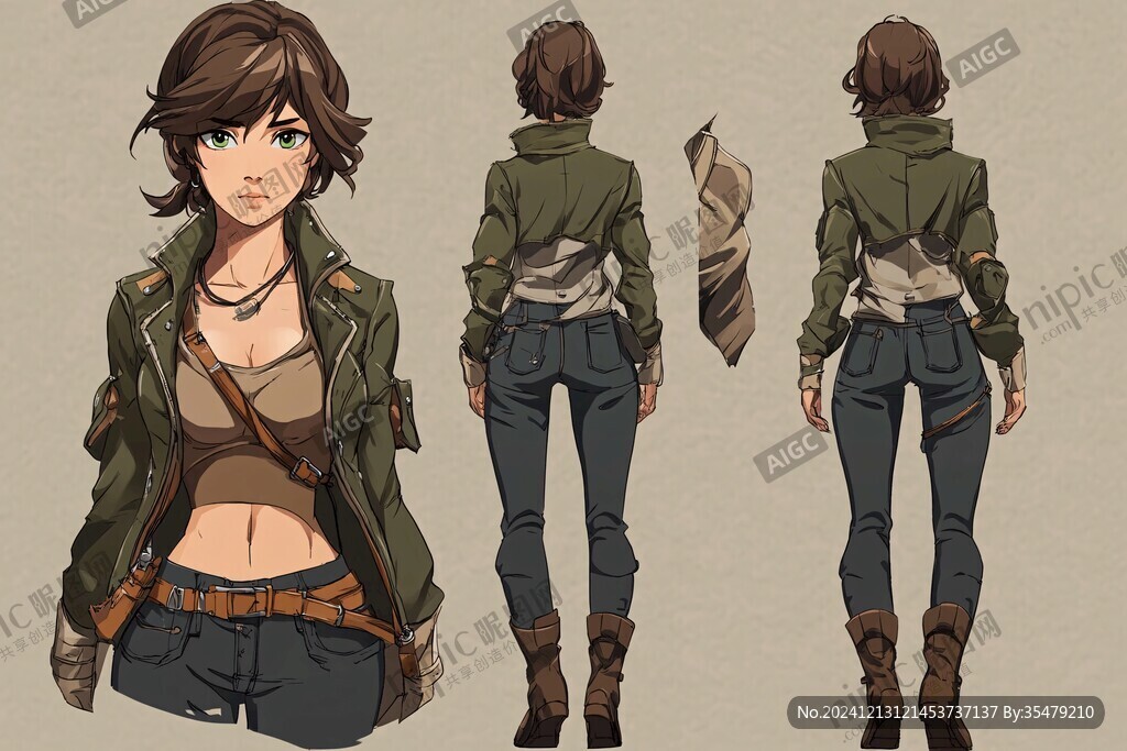 女生棕色衣服换装
