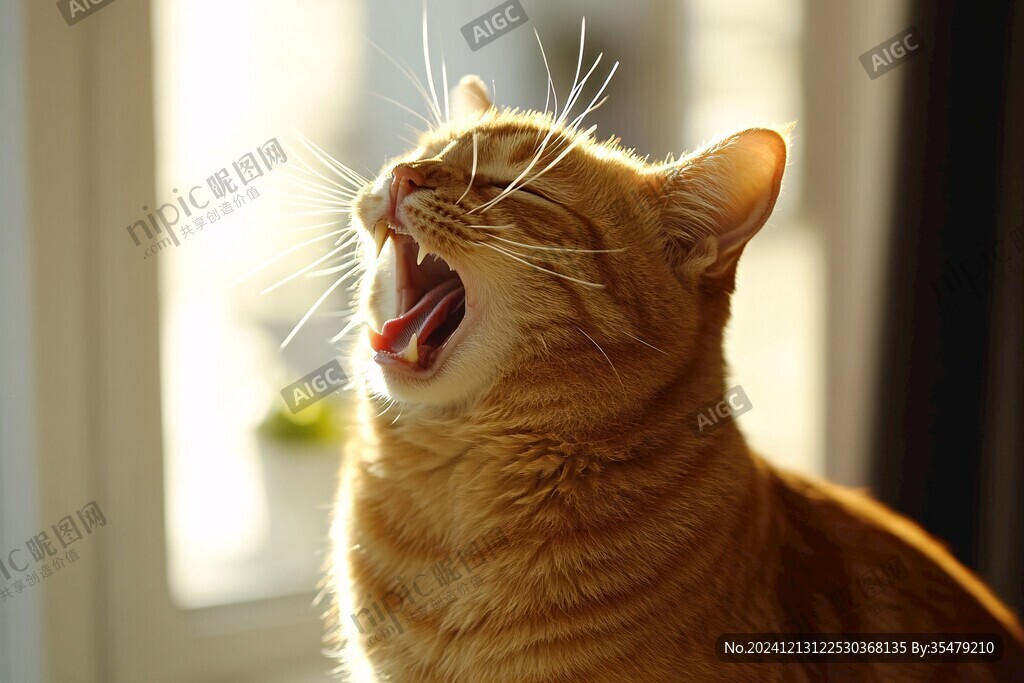 打哈欠的花猫