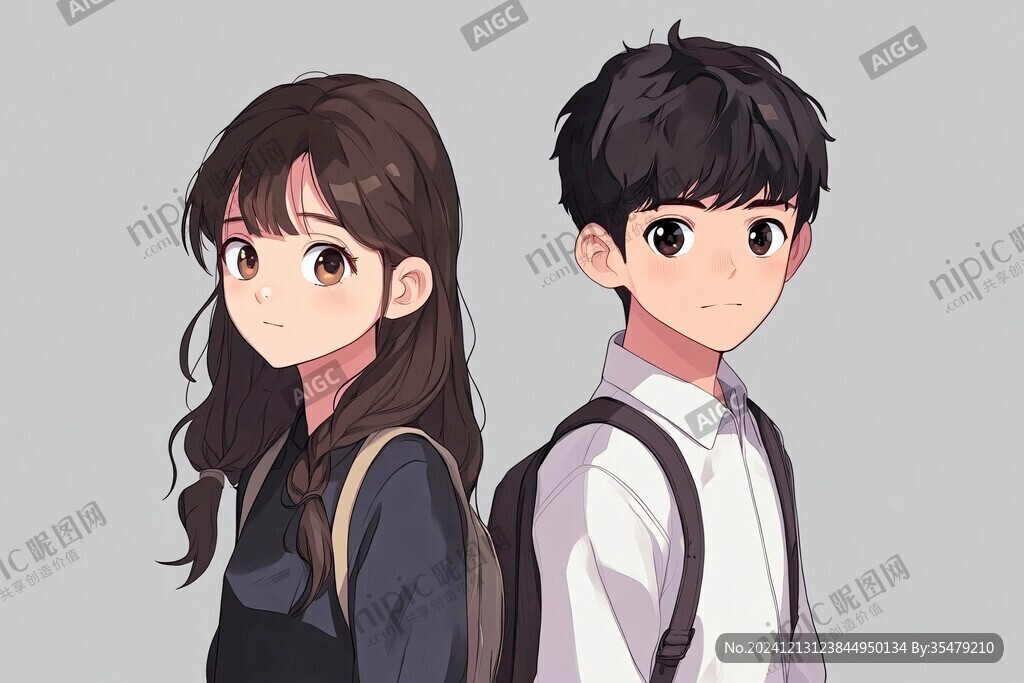 男生女生插画