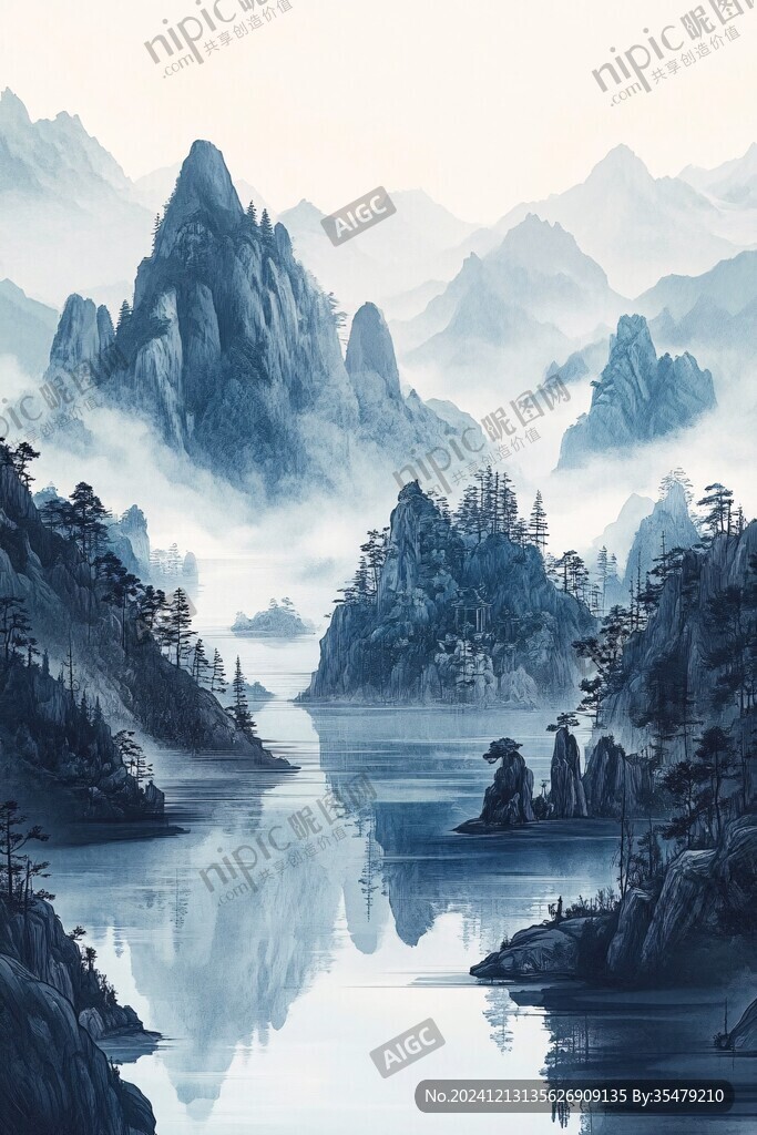 插画山水风景