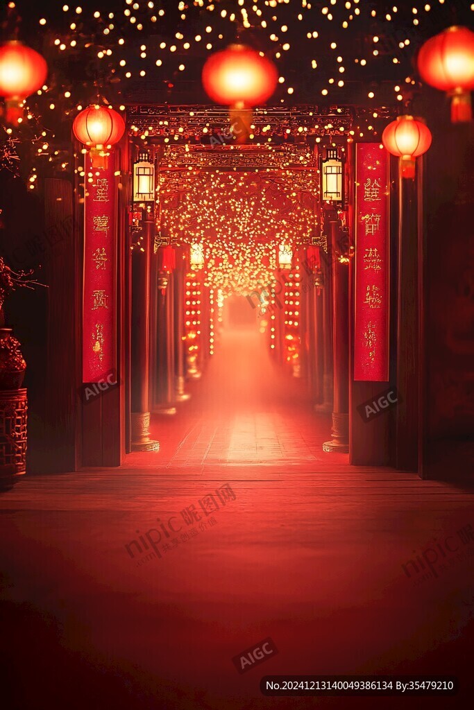 红灯笼拜堂仪式背景