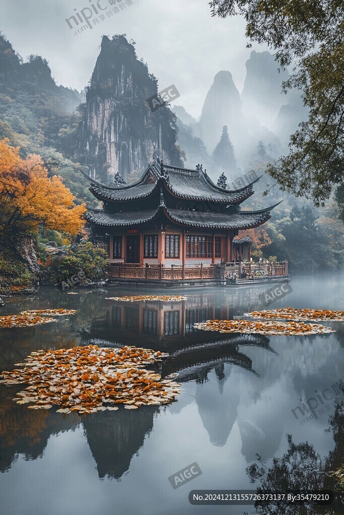 山水楼阁雅致意境风