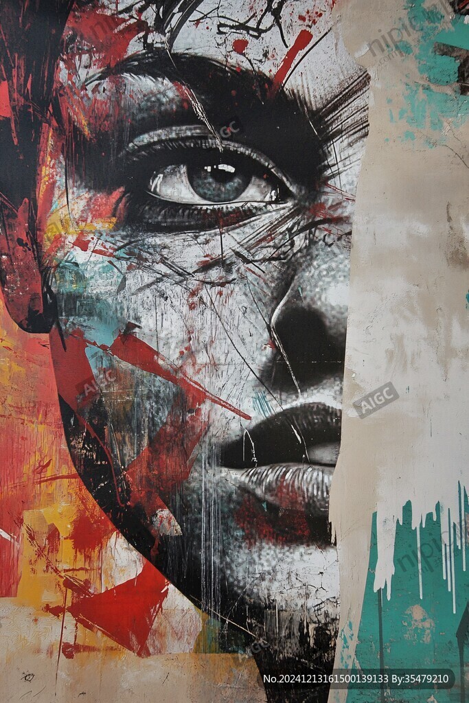 人脸色块拼接装饰画