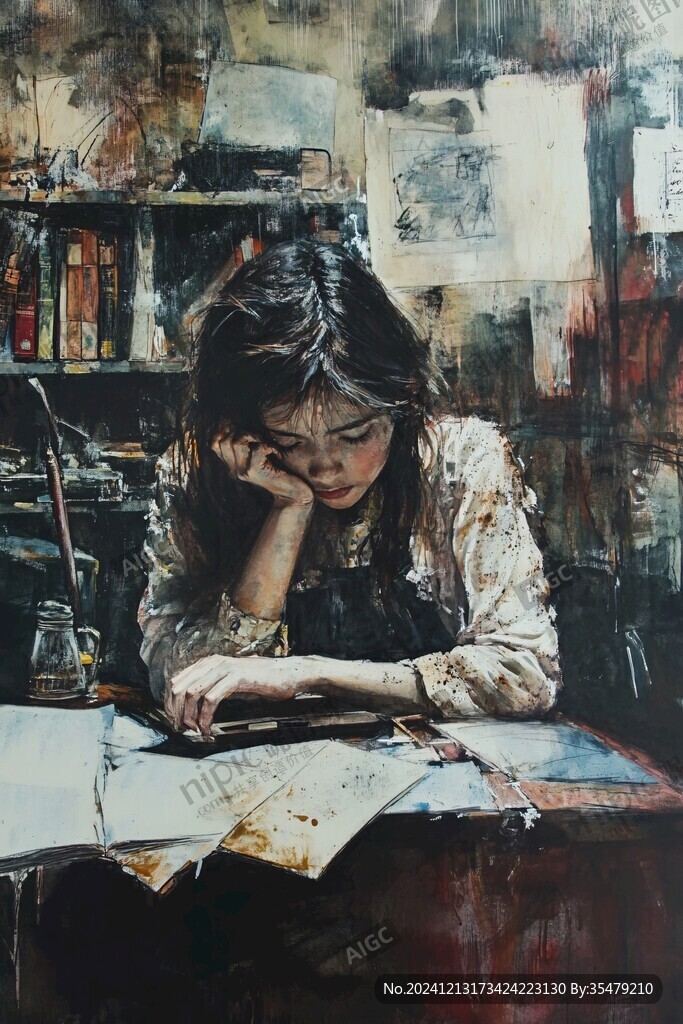 油画少女