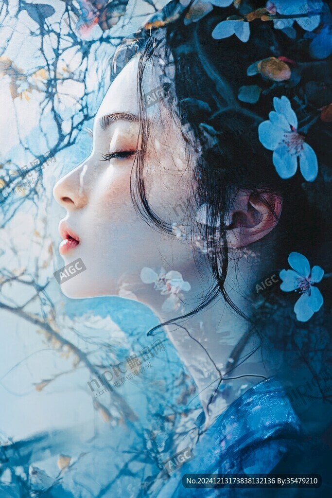 梦幻唯美蓝色系少女