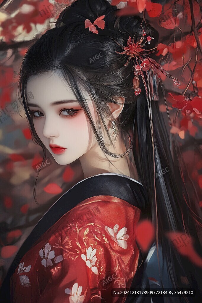 红衣少女设计古风