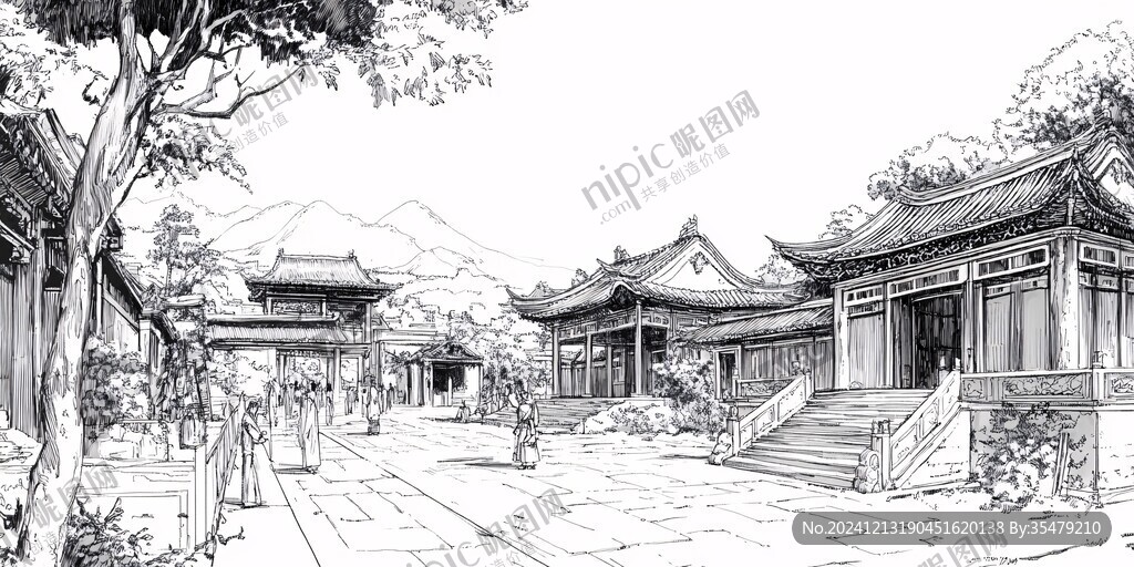 华清宫线稿