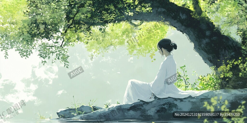 少女念经图
