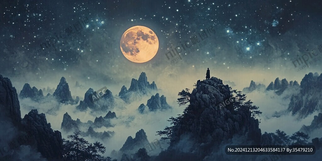 天界晓钟风景插画