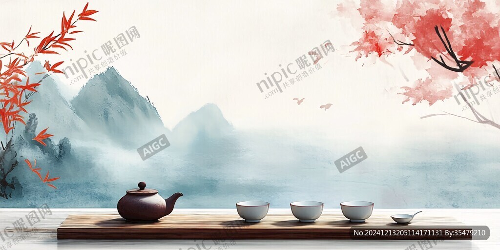 茶馆背景墙画面
