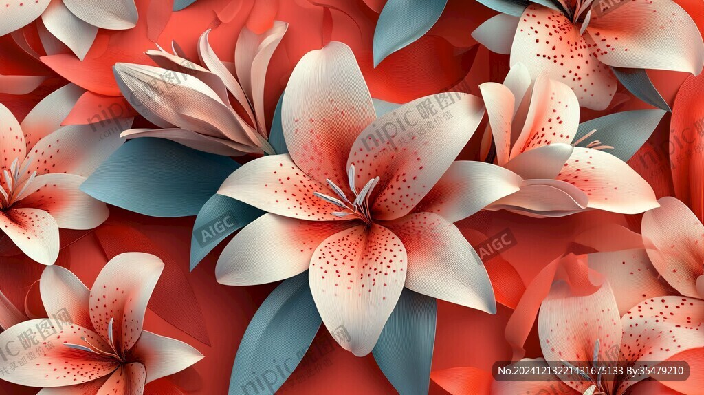 3d浮雕缤纷花卉
