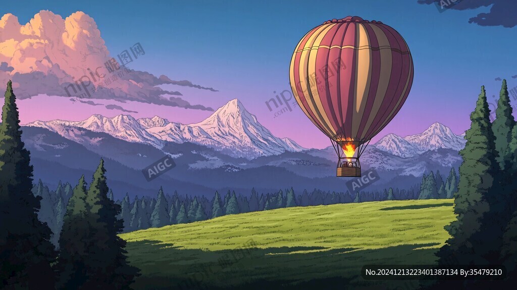 热气球插画场景