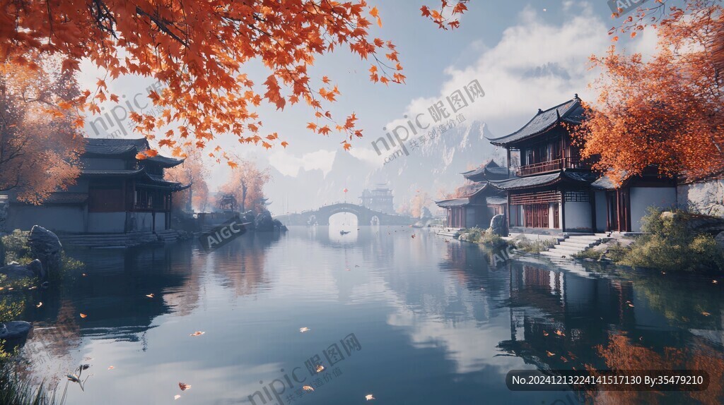 山水楼阁雅致意境风