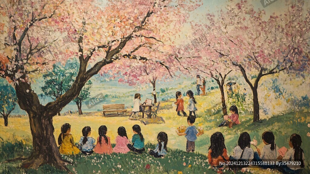 油画桃花园