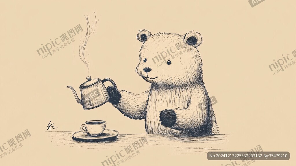 熊猫茶叶插画