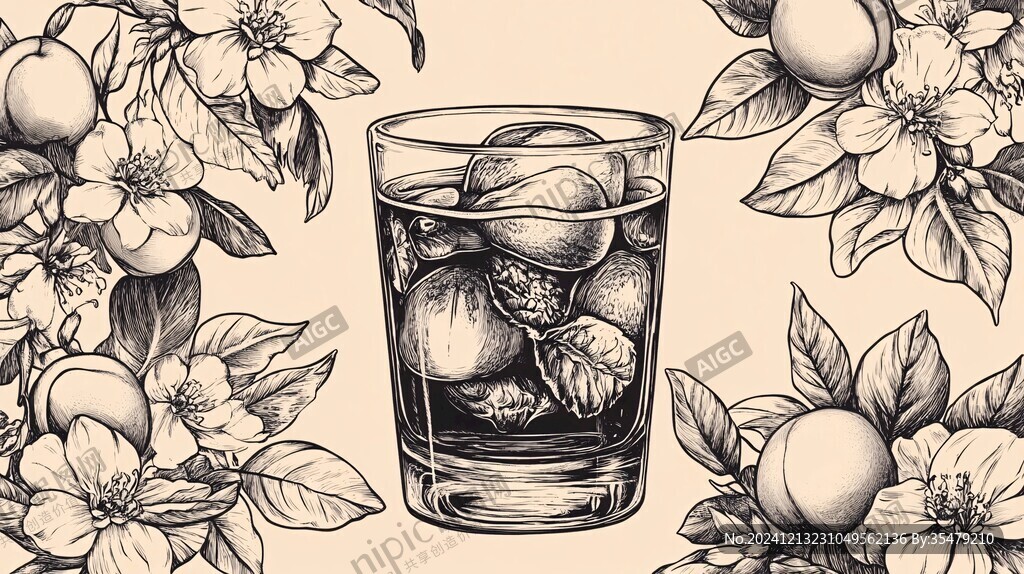 话梅果酒插画