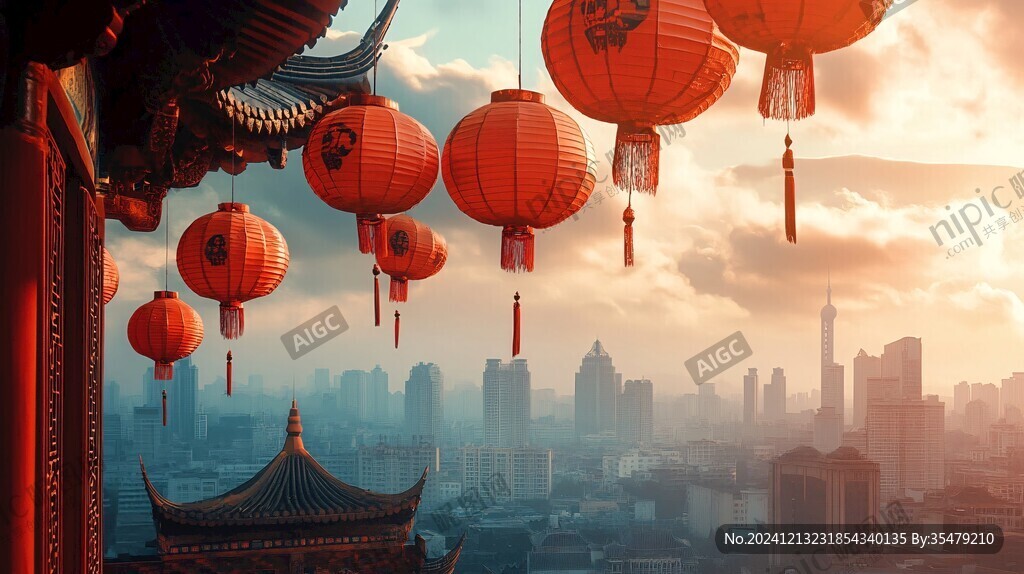 红灯笼与建筑