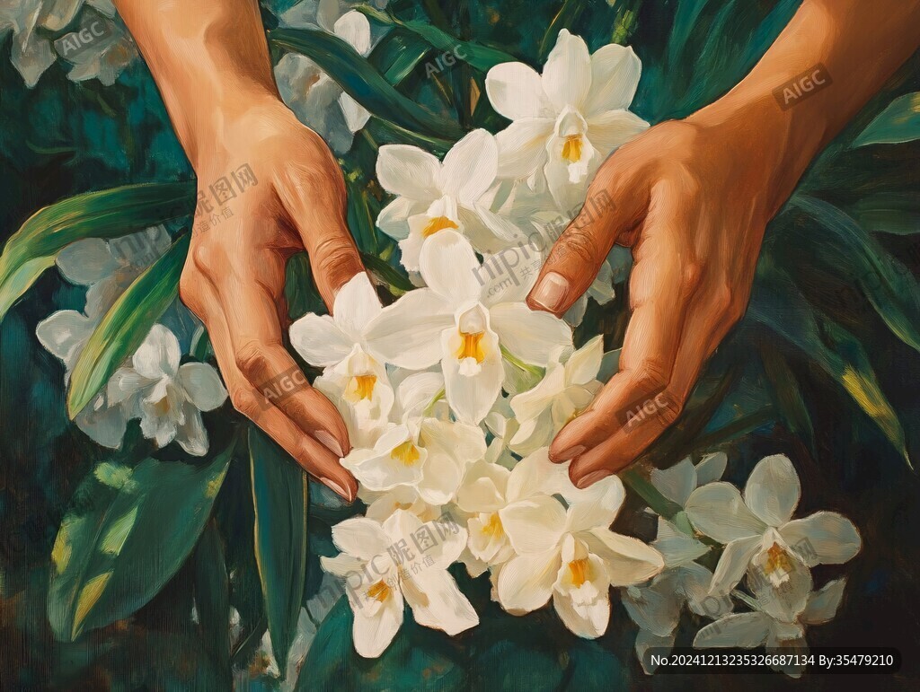 白兰花绘画