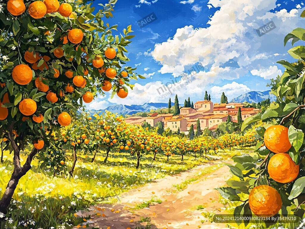 果园插画田园风光