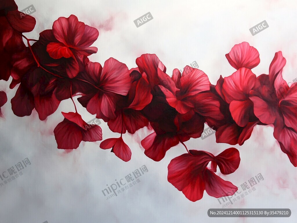 红色鲜花壁画