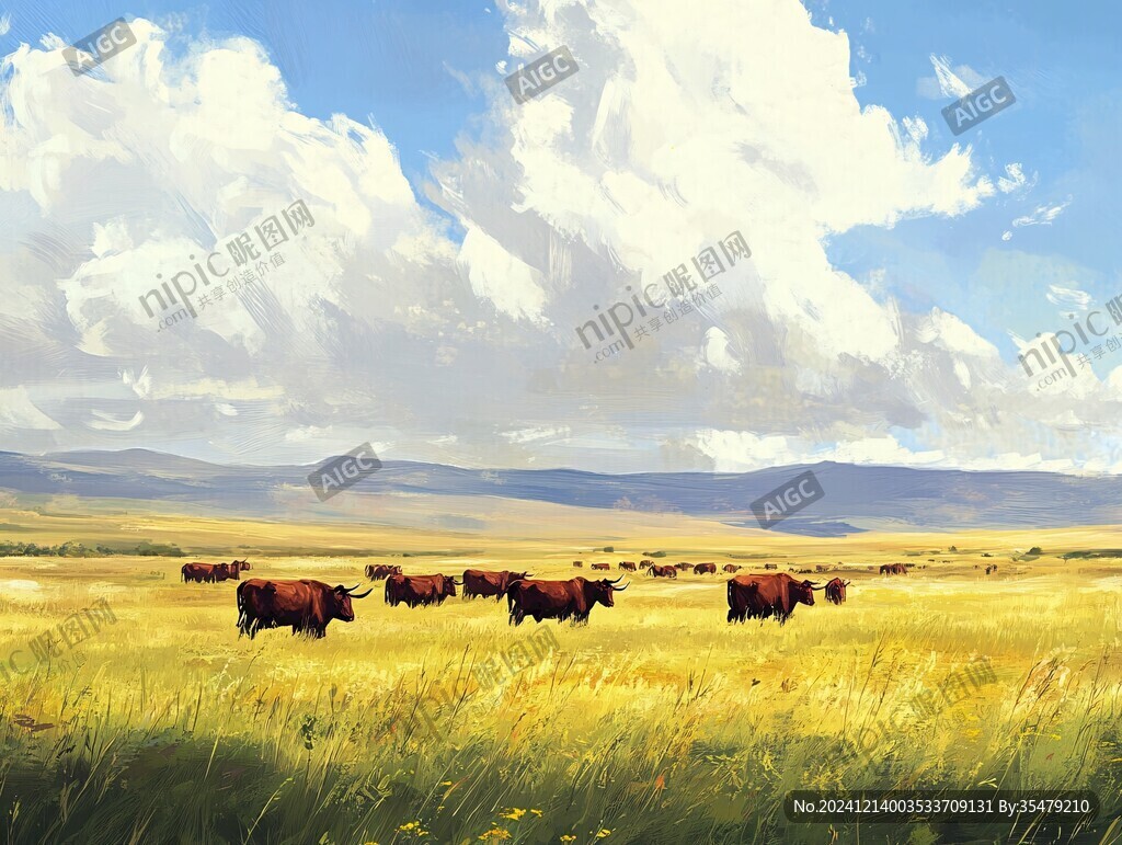 草原风光插画