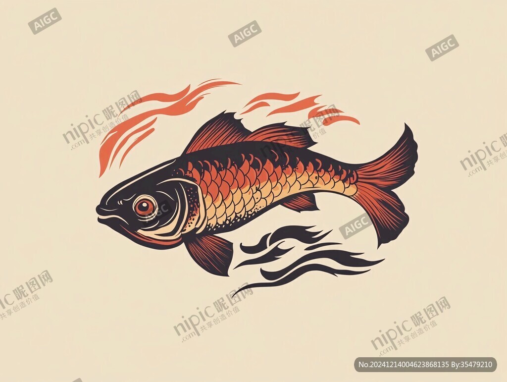 鲤鱼手绘logo