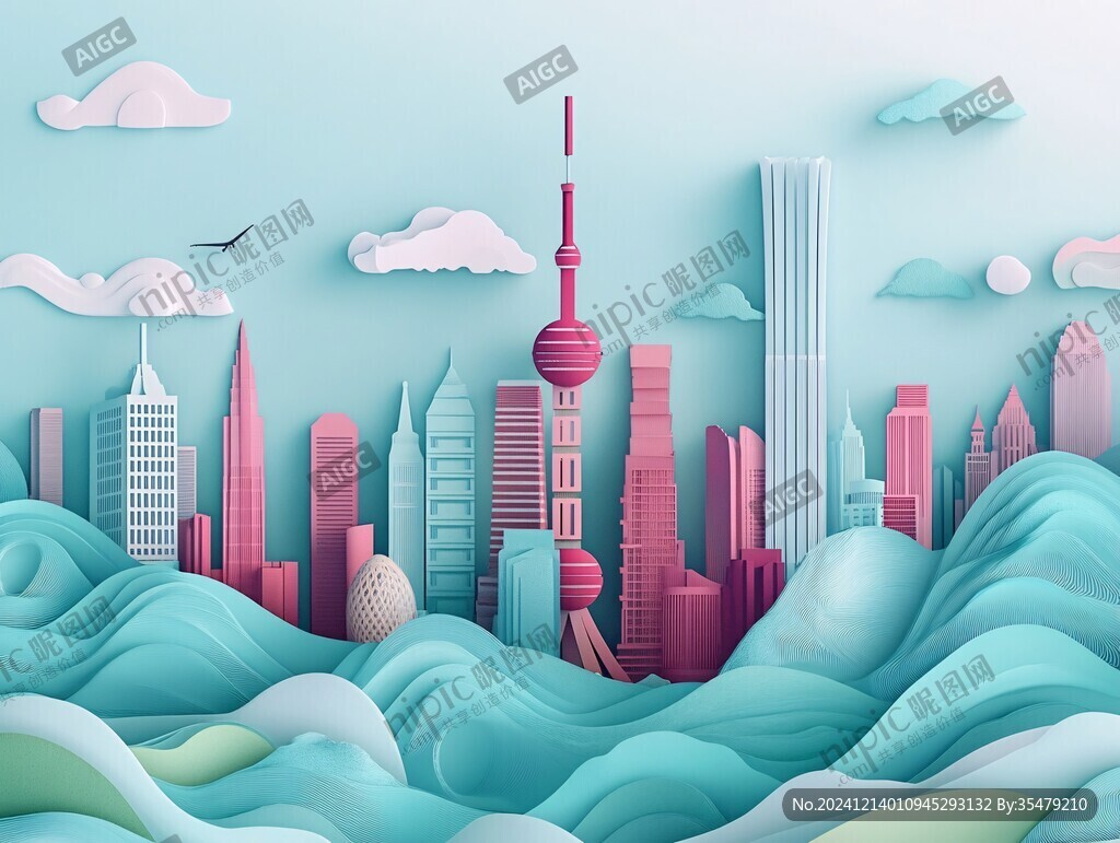 华东地区城市建筑插画