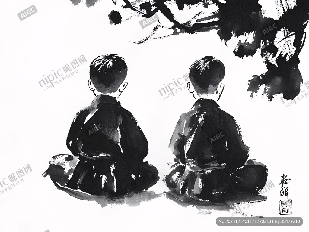 水墨小孩