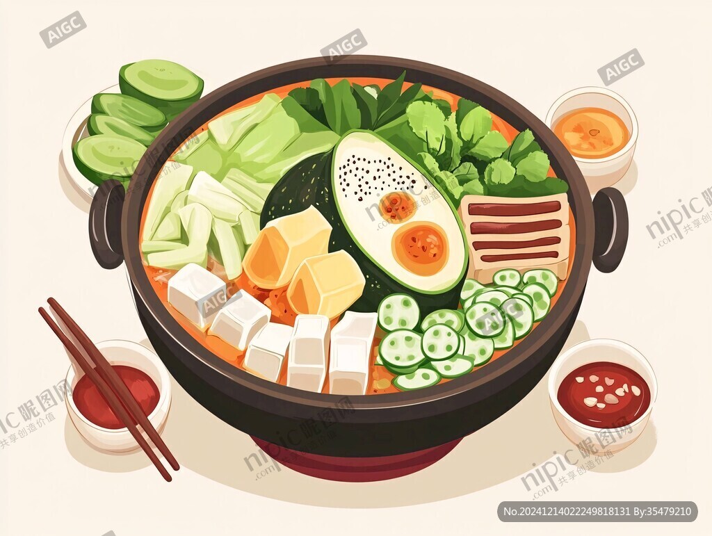韩式火锅插画