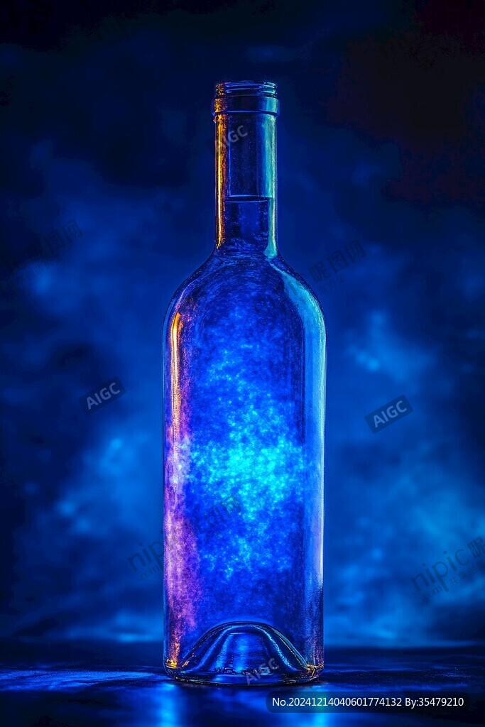 蓝色渐变酒瓶