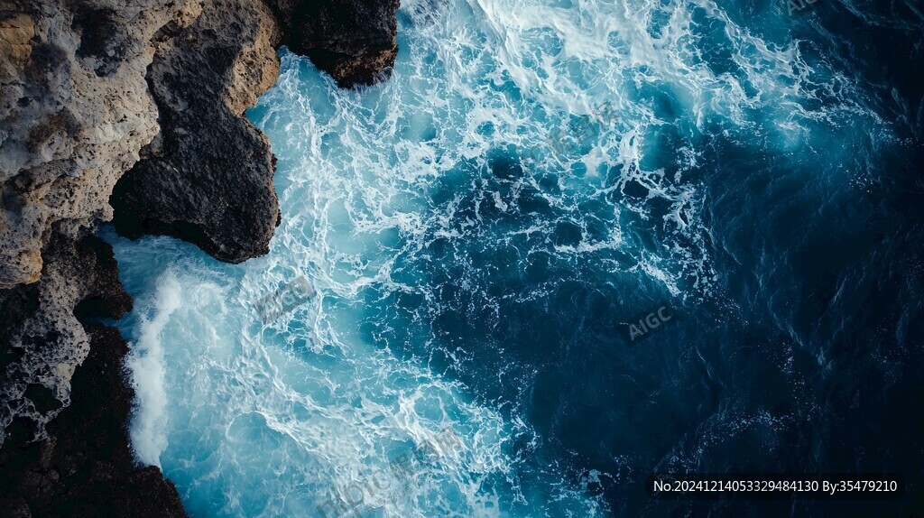 泡沫浪花海水礁石岩石