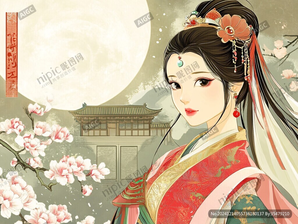 貂蝉拜月古典美女