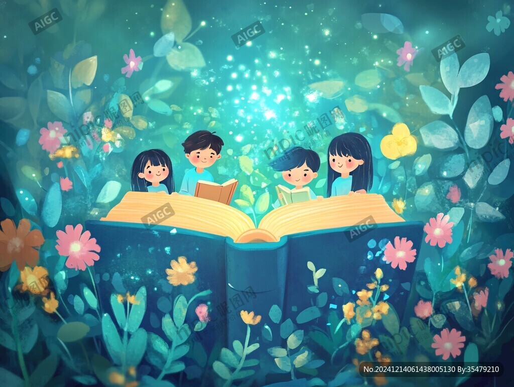 儿童看书插画