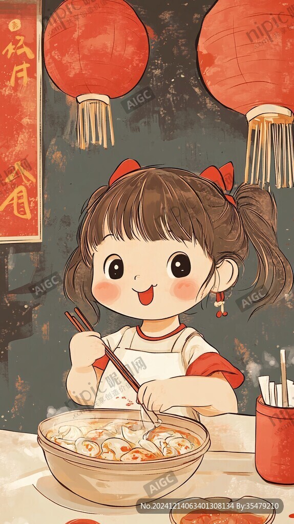 插画小年夜