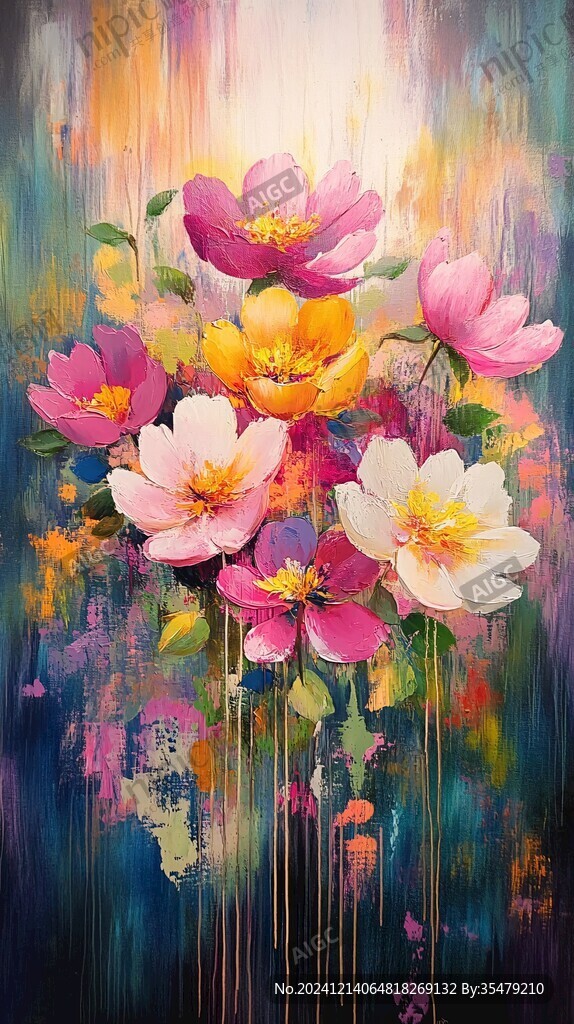 梦幻花朵油画艺术画