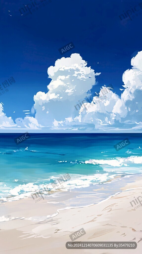 插画海边