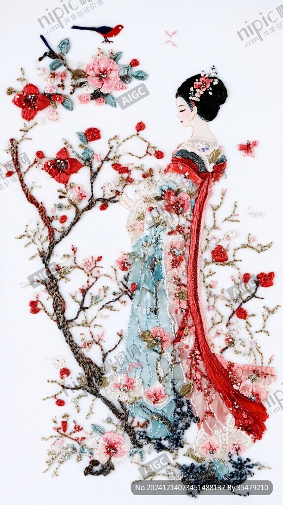 宫廷美女仕女图杏花