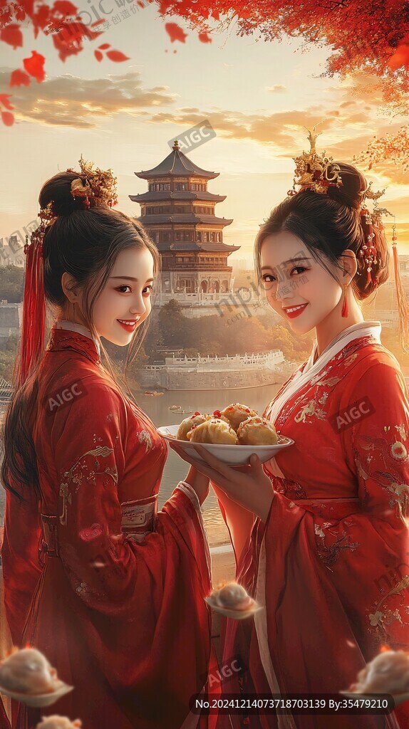 红衣少女设计古风