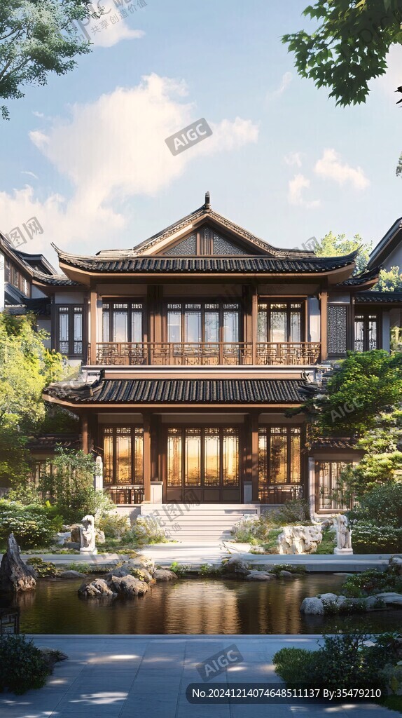中式别墅湖景洋房府邸