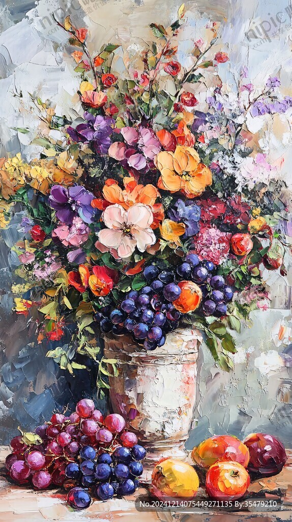 花朵水果油画