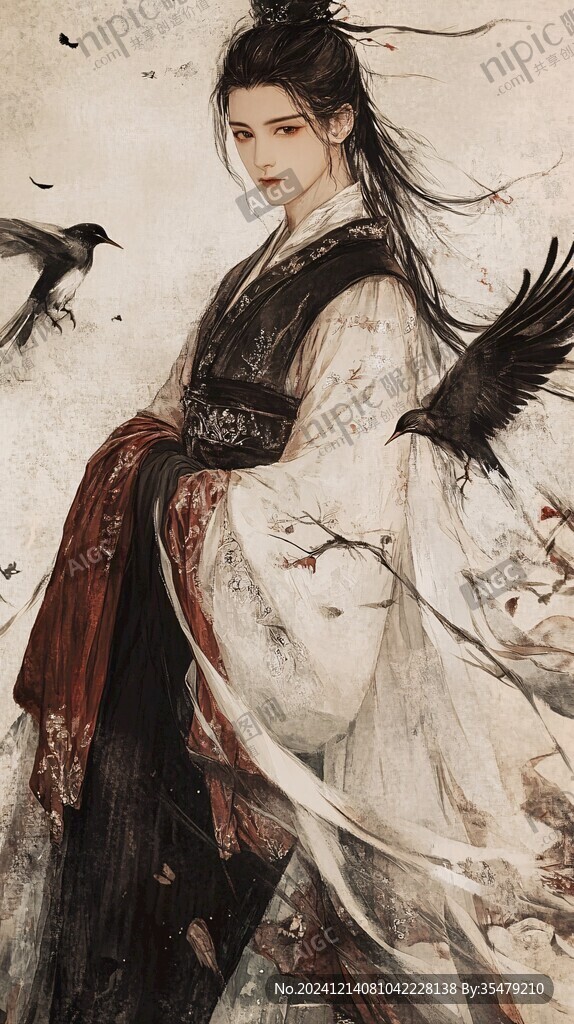 古风立绘美男插画图案