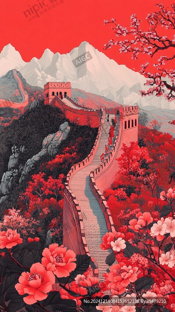 长城风景插画