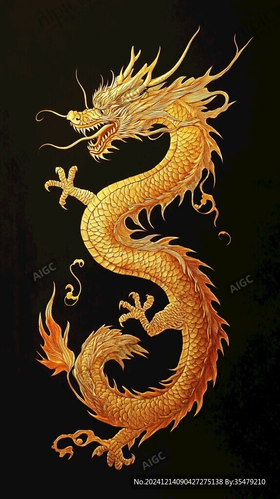 龙年烫金插画
