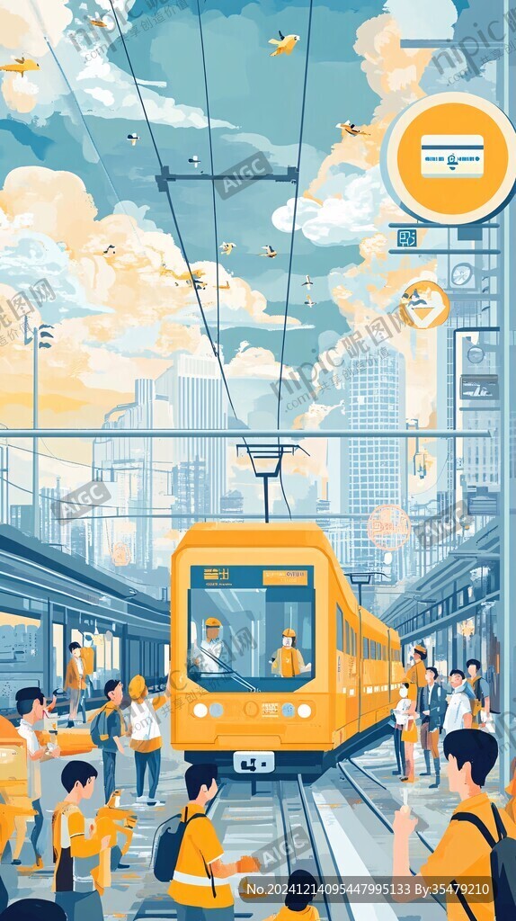 地铁插画