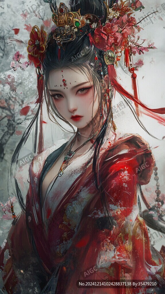 红衣少女设计古风